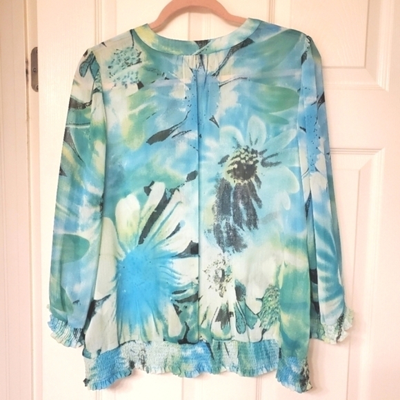 ⭐️CLEO FLORAL BLOUSE SHEER LIGHTWEIGHT BOHO MULTICOLOR WOMENS MEDIUM - Picture 5 of 7
